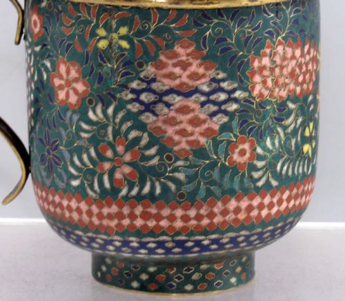 JAPANESE CLOISONNE ENAMEL CUP MUG WITH LID LATE EDO PERIOD C1860 - ADDITIONAL PHOTO 5