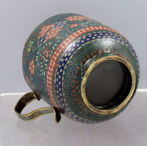 JAPANESE CLOISONNE ENAMEL CUP MUG WITH LID LATE EDO PERIOD C1860 - ADDITIONAL PHOTO 7