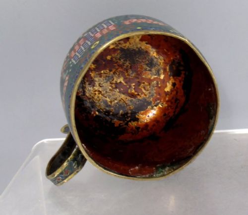 JAPANESE CLOISONNE ENAMEL CUP MUG WITH LID LATE EDO PERIOD C1860 - ADDITIONAL PHOTO 8
