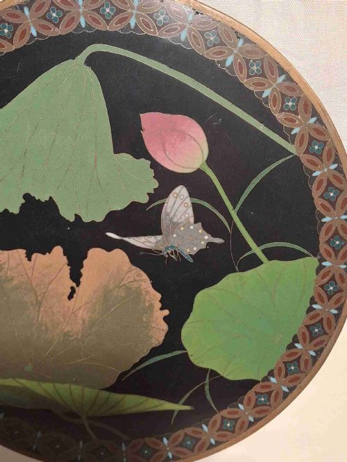 EXTREMELY FINE AND RARE JAPANESE CLOISONNE PLAQUE CIRCA 1900 - ADDITIONAL PHOTO 1