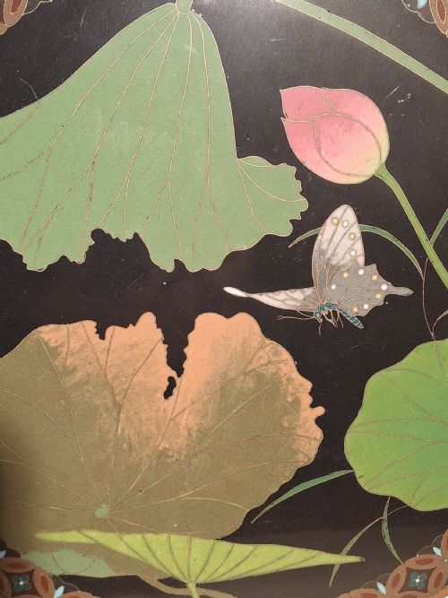 EXTREMELY FINE AND RARE JAPANESE CLOISONNE PLAQUE CIRCA 1900 - ADDITIONAL PHOTO 2