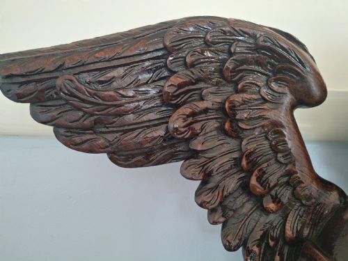 HUGE RARE ECCLESIASTICAL OAK GOTHIC CARVING OF AN ANGEL CIRCA 1700S - ADDITIONAL PHOTO 4