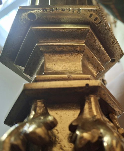 HUGE GOTHIC ARTS AND CRAFTS VICTORIAN BRASS CHANDELIER CIRCA 1880 - ADDITIONAL PHOTO 9