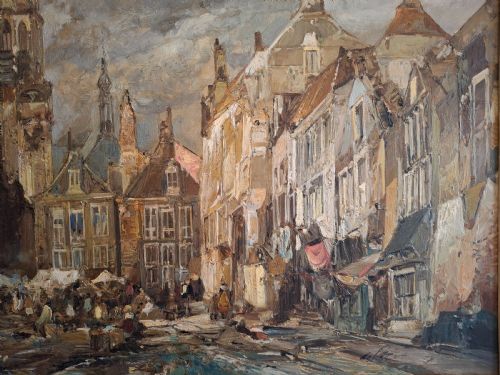 OIL PAINTING VOGEL JOB DE 1908 1984 GHENT CIRCA 1950 - ADDITIONAL PHOTO 4