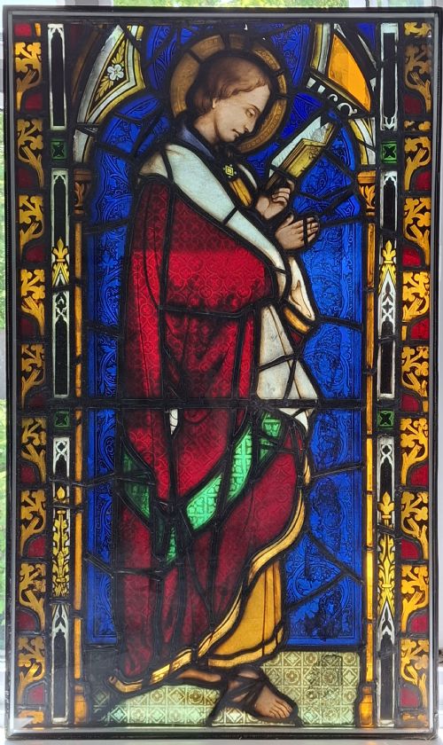 RARE PAIR OF GOTHIC STAINED GLASS PANELS CIRCA 1850 - ADDITIONAL PHOTO 1