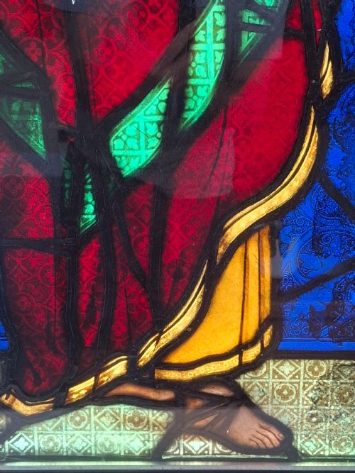 RARE PAIR OF GOTHIC STAINED GLASS PANELS CIRCA 1850 - ADDITIONAL PHOTO 7