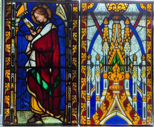 RARE PAIR OF GOTHIC STAINED GLASS PANELS CIRCA 1850 - ADDITIONAL PHOTO 9
