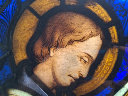 RARE PAIR OF GOTHIC STAINED GLASS PANELS CIRCA 1850 - ADDITIONAL PHOTO 11