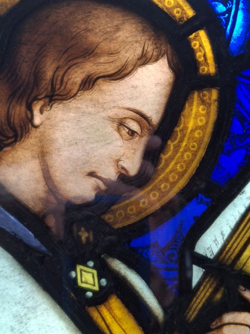 RARE PAIR OF GOTHIC STAINED GLASS PANELS CIRCA 1850 - ADDITIONAL PHOTO 8
