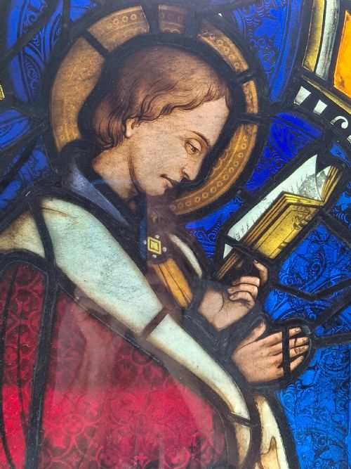 RARE PAIR OF GOTHIC STAINED GLASS PANELS CIRCA 1850 - ADDITIONAL PHOTO 14