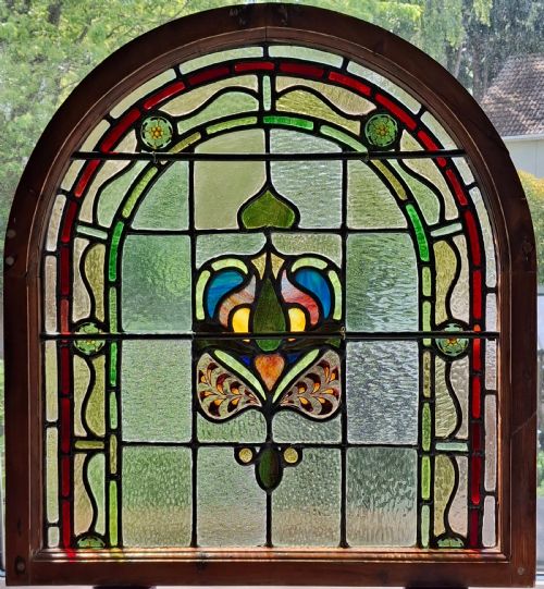 PAIR OF EDWARDIAN STAINED GLASS WINDOWS CIRCA 1910 - ADDITIONAL PHOTO 9