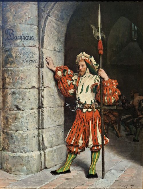 PAUL LEON JAZET 18481918 OIL ON PANEL ''BACHHAUS'' BAKEHOUSE PIKEMAN 1874 - ADDITIONAL PHOTO 1