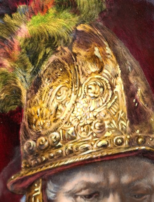 LARGE ENAMEL PAINTING ON COPPER L'HOMME AU CASQUE D' OR LIMOGES CIRCA 1920 - ADDITIONAL PHOTO 6