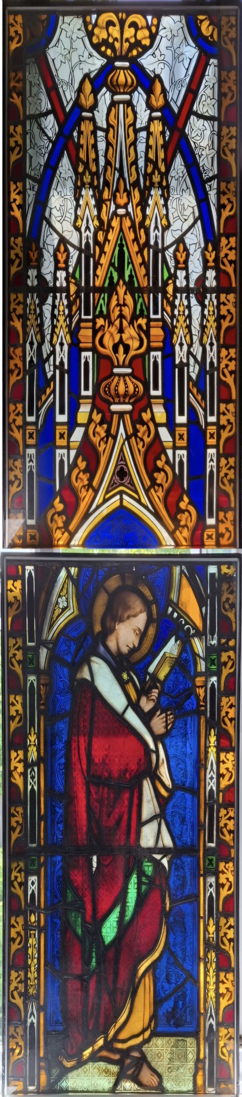 RARE PAIR OF GOTHIC STAINED GLASS PANELS CIRCA 1850 - ADDITIONAL PHOTO 15