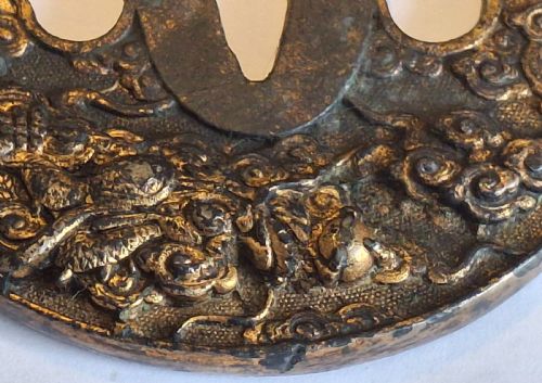 JAPANESE TSUBA WITH DRAGON PEARL IN HIGH RELIEF EDO PERIOD - ADDITIONAL PHOTO 8