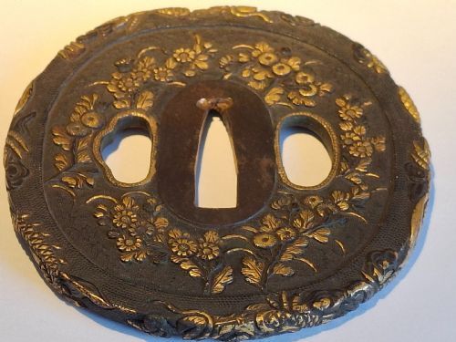 FINE JAPANESE IRON TSUBA GUARD PEONY AND DRAGON EDO PERIOD CIRCA 1800 - ADDITIONAL PHOTO 11