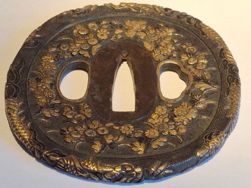 FINE JAPANESE IRON TSUBA GUARD PEONY AND DRAGON EDO PERIOD CIRCA 1800 - ADDITIONAL PHOTO 12