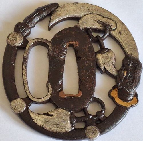 RARE JAPANESE IRON TSUBA GUARD POLEARM OF GUAN YU DRAGON SIGNED EDO PERIOD CIRCA 1750 - ADDITIONAL PHOTO 5