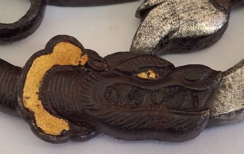 RARE JAPANESE IRON TSUBA GUARD POLEARM OF GUAN YU DRAGON SIGNED EDO PERIOD CIRCA 1750 - ADDITIONAL PHOTO 8