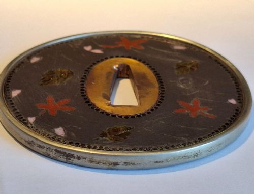 RARE CLOISONNE ENAMEL TSUBA JAPANESE FOLKLORE CIRCA 1880 - ADDITIONAL PHOTO 3