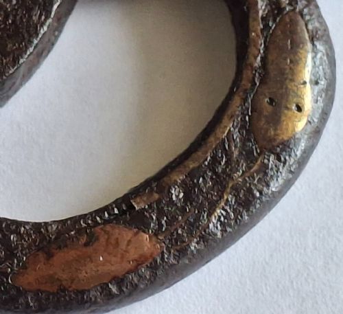 JAPANESE IRON TSUBA GUARD COPPER INLAY EDO PERIOD CIRCA 1750 - ADDITIONAL PHOTO 5