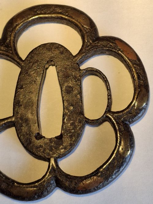 JAPANESE IRON TSUBA GUARD COPPER INLAY EDO PERIOD CIRCA 1750 - ADDITIONAL PHOTO 6
