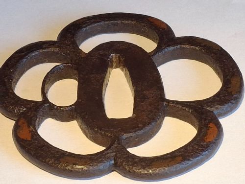 JAPANESE IRON TSUBA GUARD COPPER INLAY EDO PERIOD CIRCA 1750 - ADDITIONAL PHOTO 7