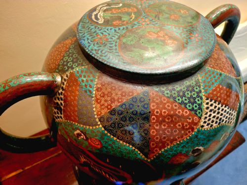 HUGE JAPANESE CLOISONNE ENAMEL TEMPLE WATER DISPENSER DRAGON 60CM CIRCA 1880 - ADDITIONAL PHOTO 5