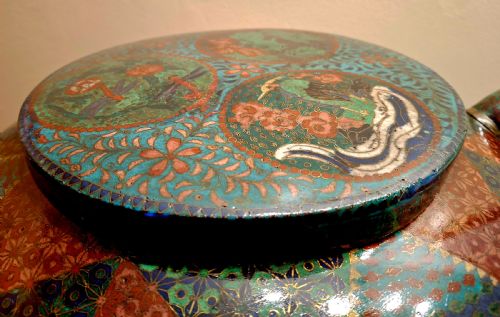 HUGE JAPANESE CLOISONNE ENAMEL TEMPLE WATER DISPENSER DRAGON 60CM CIRCA 1880 - ADDITIONAL PHOTO 8