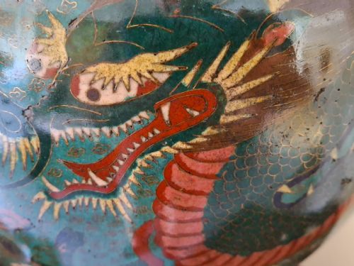 HUGE JAPANESE CLOISONNE ENAMEL TEMPLE WATER DISPENSER DRAGON 60CM CIRCA 1880 - ADDITIONAL PHOTO 11