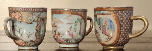 THREE FINE CHINESE EXPORT PORCELAIN CUPS QING DYNASTY QIANLONG 1736 1795 - ADDITIONAL PHOTO 1