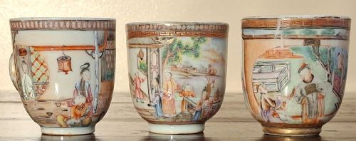 THREE FINE CHINESE EXPORT PORCELAIN CUPS QING DYNASTY QIANLONG 1736 1795 - ADDITIONAL PHOTO 5