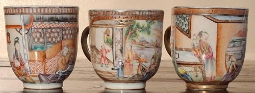 THREE FINE CHINESE EXPORT PORCELAIN CUPS QING DYNASTY QIANLONG 1736 1795 - ADDITIONAL PHOTO 6