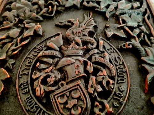 ARMORIAL PLAQUE BOOK COVER SETON FAMILY CREST EARLY 19TH CENTURY - ADDITIONAL PHOTO 1