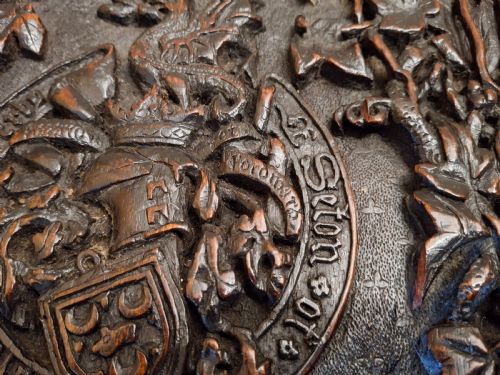 ARMORIAL PLAQUE BOOK COVER SETON FAMILY CREST EARLY 19TH CENTURY - ADDITIONAL PHOTO 6