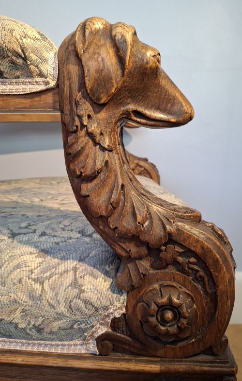 EXHIBITION VICTORIAN OAK GOTHIC 'HUNTING' ARMCHAIR ELABORATELY CARVED WITH DOGS HOUNDS DATED 1871 - ADDITIONAL PHOTO 14