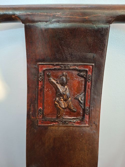 PAIR OF CHINESE ELM ARMCHAIRS WITH RED LACQUER CIRCA 1870 - ADDITIONAL PHOTO 10