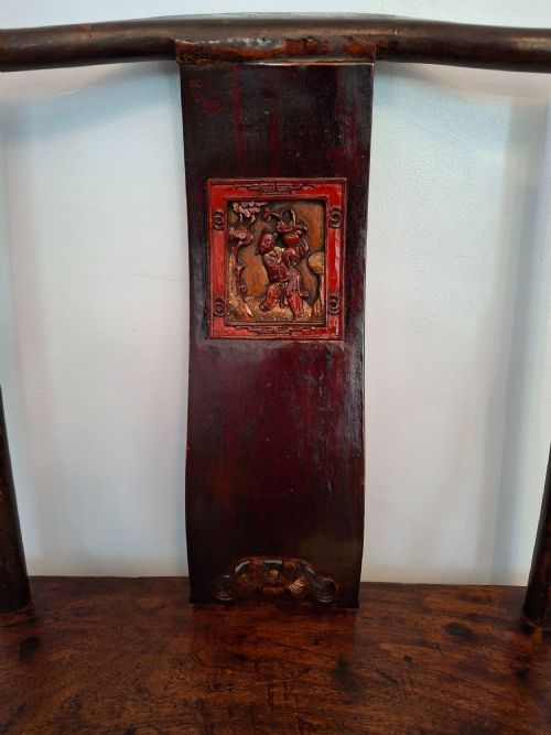 PAIR OF CHINESE ELM ARMCHAIRS WITH RED LACQUER CIRCA 1870 - ADDITIONAL PHOTO 7