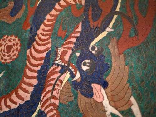 RARE LARGE JAPANESE CLOISONNE ENAMEL 'SINGLEDRAGON' CHARGER 40CM CIRCA 1875 - ADDITIONAL PHOTO 5