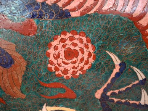 RARE LARGE JAPANESE CLOISONNE ENAMEL 'SINGLEDRAGON' CHARGER 40CM CIRCA 1875 - ADDITIONAL PHOTO 7