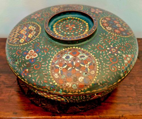 RARE JAPANESE CLOISONNE ENAMEL LIDDED BOWL EDO PERIOD CIRCA 1860 - ADDITIONAL PHOTO 12