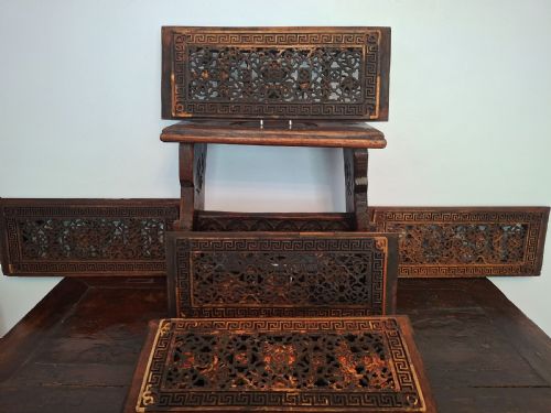 EXTREMELY FINE CHINESE CARVED WOODEN PANELS PLAQUES X5 CIRCA 1750 - ADDITIONAL PHOTO 16