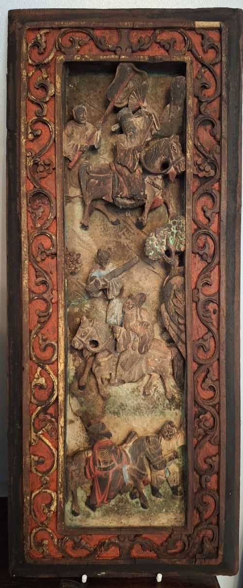 CHINESE CARVED WOODEN PANELS PLAQUES X6 CIRCA 1850 - ADDITIONAL PHOTO 18
