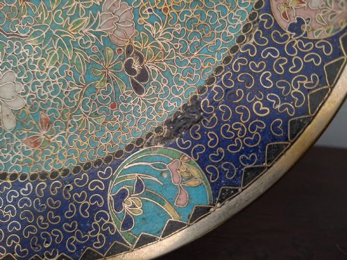 RARE JAPANESE CLOISONNE ENAMEL DISH SIGNED KINKOZAN CIRCA 1890 - ADDITIONAL PHOTO 4