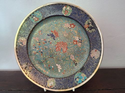 RARE JAPANESE CLOISONNE ENAMEL DISH SIGNED KINKOZAN CIRCA 1890 - ADDITIONAL PHOTO 5