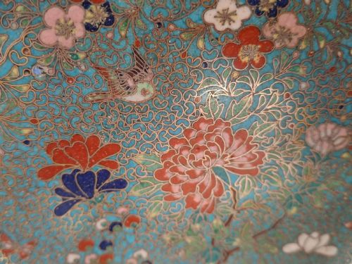 RARE JAPANESE CLOISONNE ENAMEL DISH SIGNED KINKOZAN CIRCA 1890 - ADDITIONAL PHOTO 8