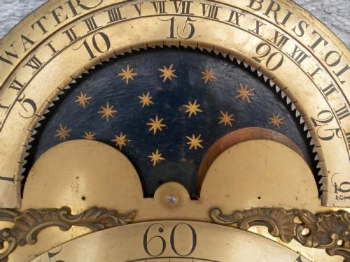 RARE BRISTOL HIGH WATER LUNAR MOONPHASE 8 DAY LONGCASE CLOCK DIAL AND MOVEMENT CIRCA 1770 - ADDITIONAL PHOTO 7