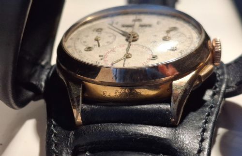 RARE FLUDO CHRONOGRAPH WATCH GOLD PLATED TRIPLE CALENDAR SWISS MOVEMENT LANDERON 80 CIRCA 1950 - ADDITIONAL PHOTO 11