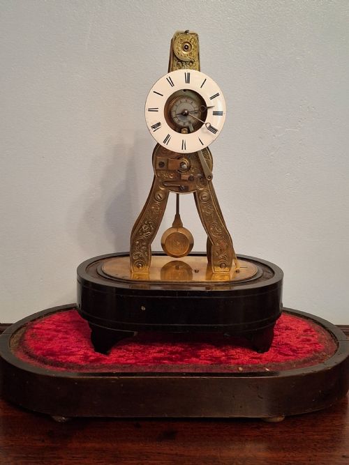 MINIATURE FRENCH SKELETON CLOCK CIRCA 1870 - ADDITIONAL PHOTO 2