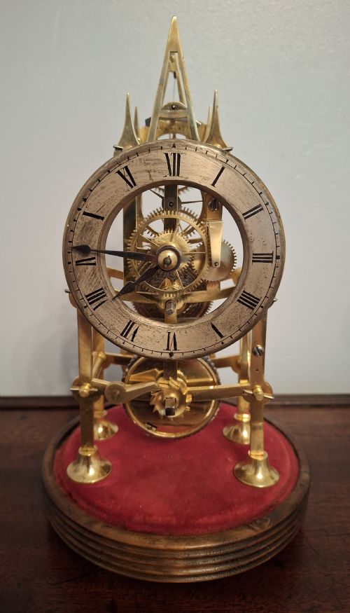 MINIATURE ENGLISH VICTORIAN GOTHIC SKELETON CLOCK CIRCA 1880 - ADDITIONAL PHOTO 1